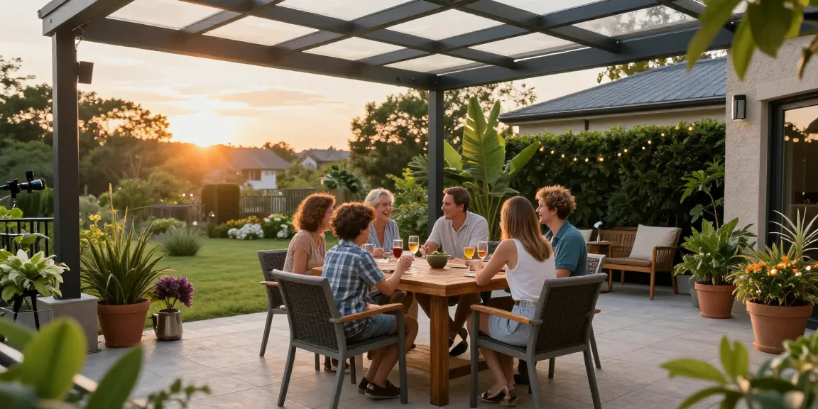 Terrassenüberdachungen bieten geschützte Ambiente für gesellige Runden im Garten.