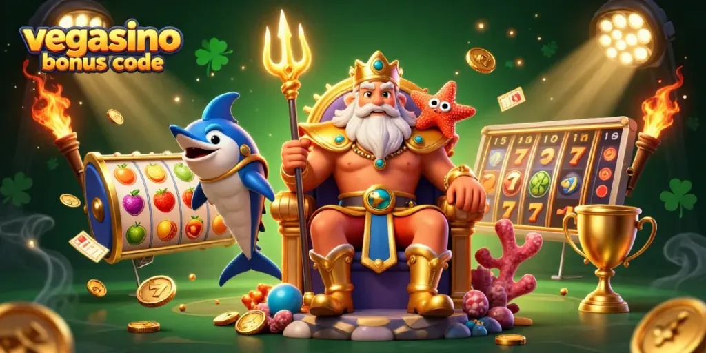 Claim exclusive bonuses with the vegasino bonus code in this exciting 3D casino illustration.