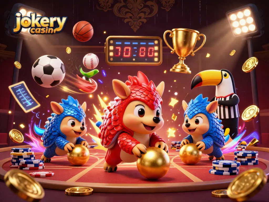 Engage in entertaining gameplay at jokery casino with vibrant pangolins and dynamic sports elements.