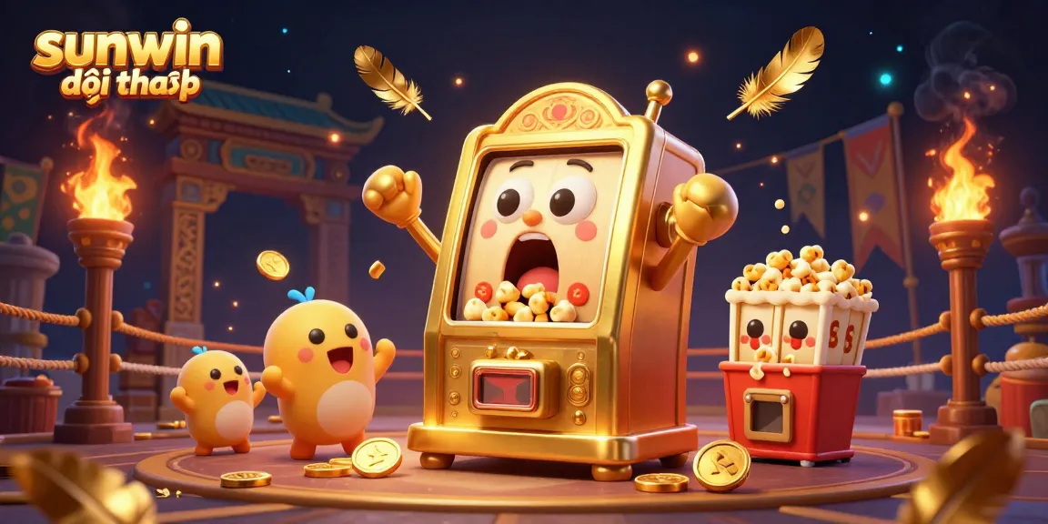 Experience the thrill of sunwin đổi thưởng with vibrant cartoon slot machines celebrating a jackpot.