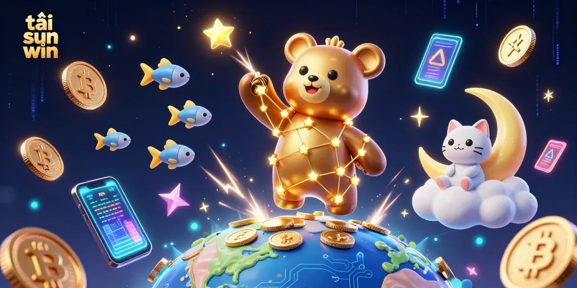 Tải sun win to enjoy a thrilling gaming experience with vibrant 3D illustration and crypto elements